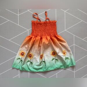 Small shop|Baby girl/toddler Orange & Green Sunflower Dress w smocking•••Boho